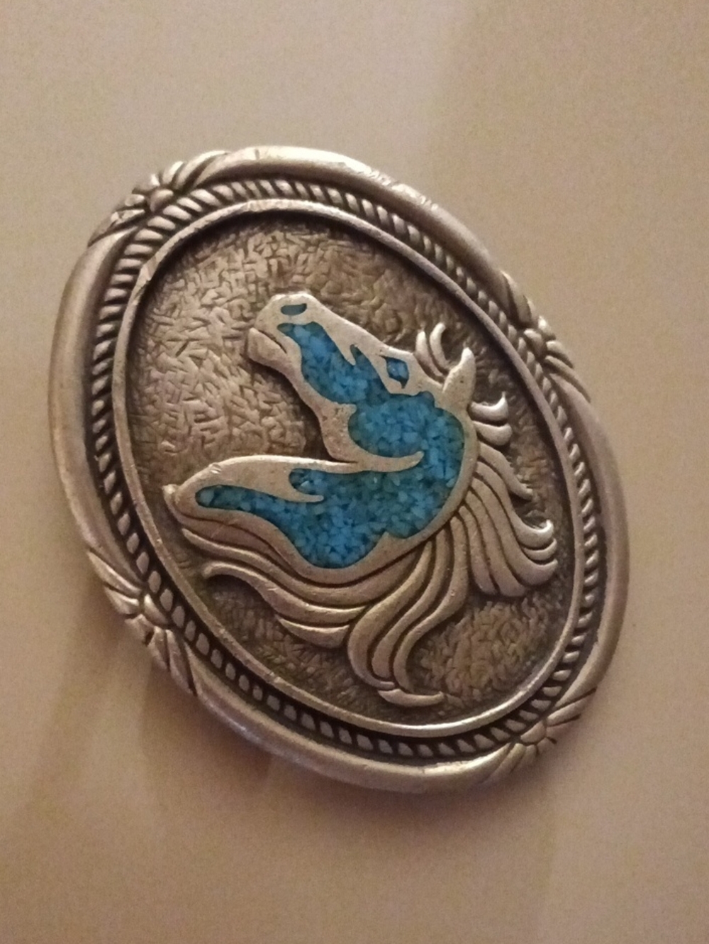 Vintage 830S Silver SouthWestern Scandinavian Turquoise belt buckle